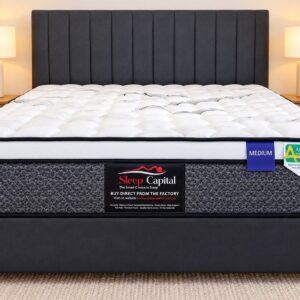 Bed base and bedhead in charcoal grey