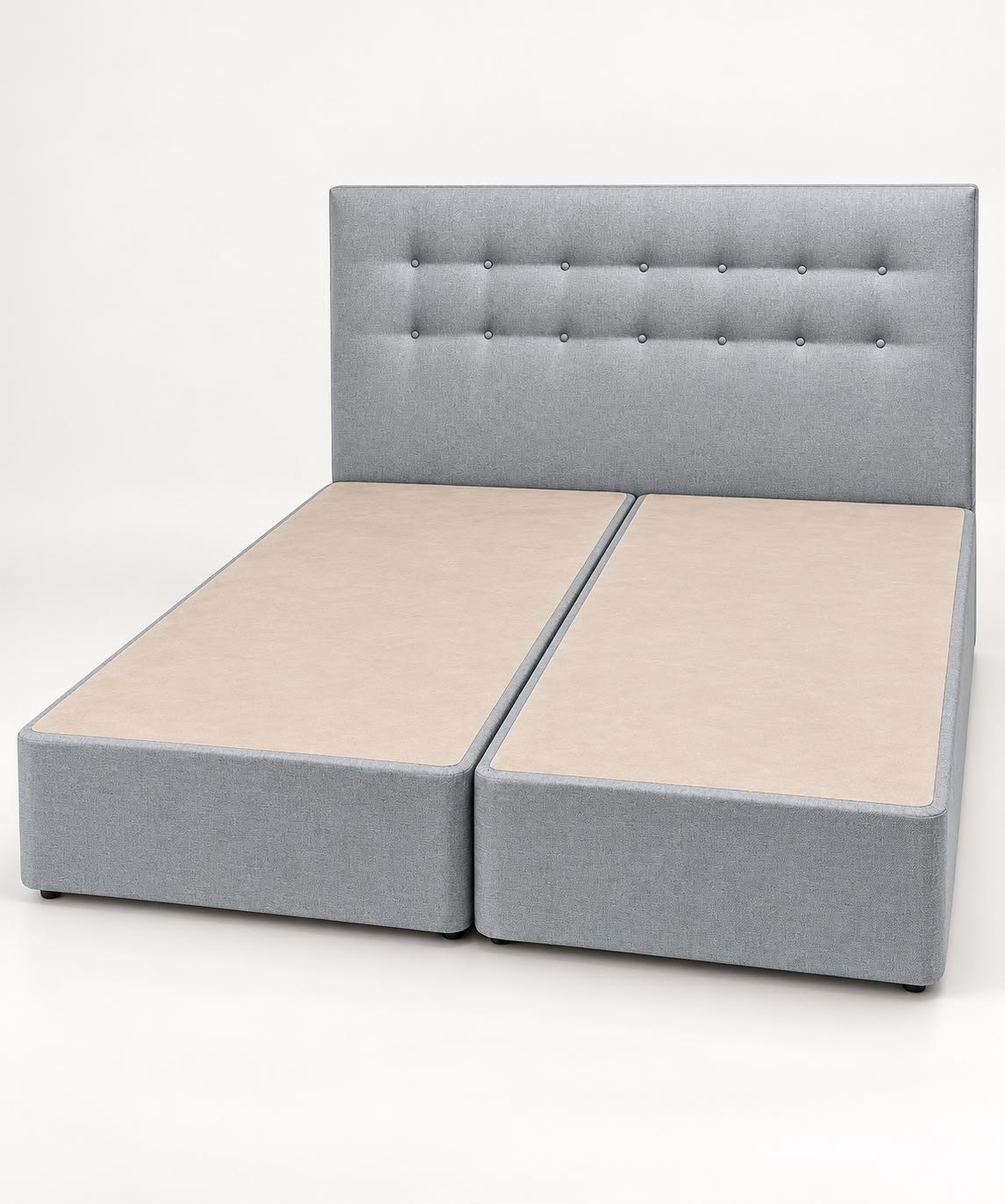 Mattress King bed base in two halves, with bedhead