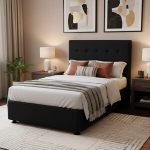 King Single bed base and bedhead in a bedroom