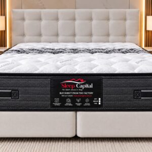 Sleep Capital mattress without a pillow top, on a base and bedhead
